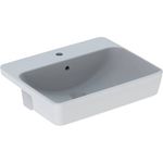 Lavabo semiempotrado serie Geberit VariForm rectangular: B=55cm, Rebosadero=Visible, Blanco